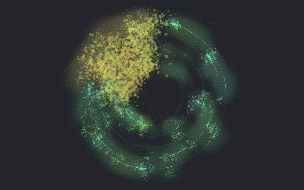 A gold crescent dissolving into teal-green mist: the painting WILDES' 'Bare' made